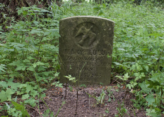 Headstone of Mary Lulu McTeer, buried at the Odell Pioneer Cemetery in Dayton, Oregon